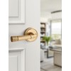 SORWDUERM 1 Pack Gold Door Lever Passage Door Levers Brushed