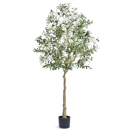 VEVOR Artificial Olive Tree, 6 FT Tall Faux Plant, Secure PE Material & Anti-Tip Tilt Protection Low-Maintenance Plant, Lifelike Green Fake Potted Tree for Home Office Warehouse Decor Indoor Outdoor