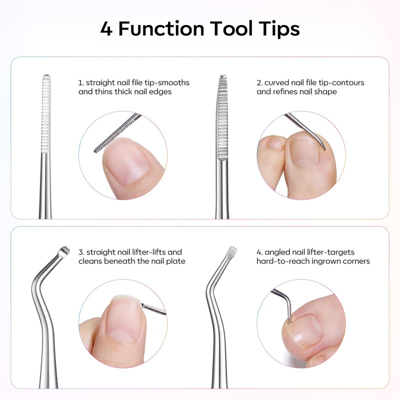 Stainless Steel Pedicure Kit with Ingrown Nail Lifters, Precision File