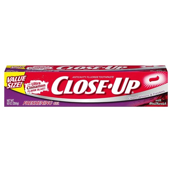 Close-Up Freshening Red Gel Anticavity Fluoride with Mouthwash Toothpaste, Cinnamon - 8 oz - 2 pk