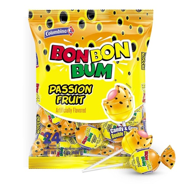 Bon Bon Bum – Fruity Lollipop with Bubble Gum center