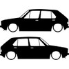 2x Lowered Classic Car Silhouette Decal Stickers for VW Golf