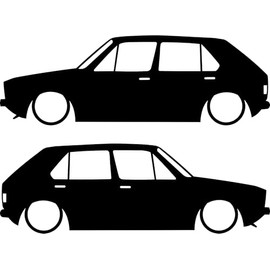 2x Lowered Classic Car Silhouette Decal Stickers for VW Golf Rabbit Mk1 5-DOOR