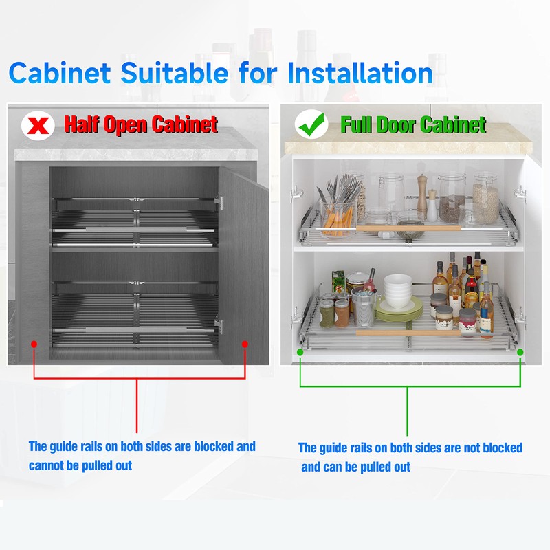 SUZLON 2Pack Expandable Pull Out Cabinet Organizer,12.2~17.9" W x 22.5"