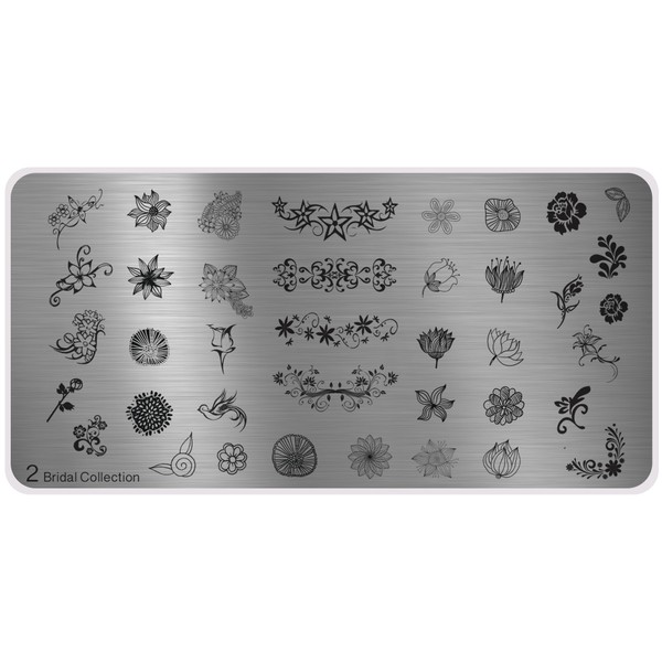 MoYou's XL Bridal Plates Collection 2 Stempelplatte für Nagelstamping, Brautschmuck, schöne Blumendesigns