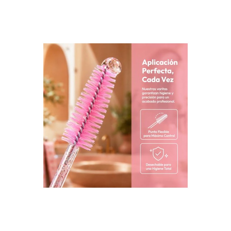 Cosmetic Brush 10 Cm 50 Unidades Cepillo Pesta?as | Rosado,