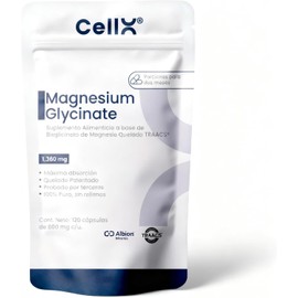 CellX Chelated Magnesium Glycinate TRAACS Albion, High Absorption Sleep, Energy & Relaxation Supplement, 120 Capsules (2-Month Supply)