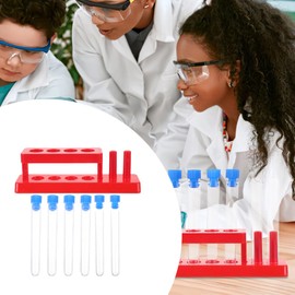 iplusmile 1 Set Plastic Test Tube Test Tube Rack Kit Kids Science Tubes Science Learning Toys Transparent Test Tube with Rack Science Experiment Test Tube Science Toys Test Tube for Science Toys Red