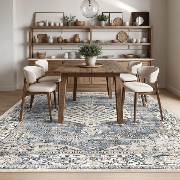 9x12 Washable Distressed Area Rugs -Living Room Bedroom Kitchen Apartment