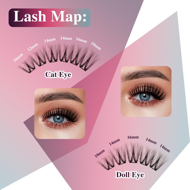 Mayhug Lash Cluster Kit 144 Pcs, 3D Lash Clusters 8-18/D
