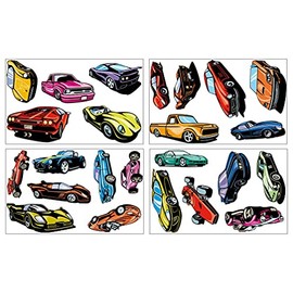 Samunshi® Wandtattoo Sportwagen Set Wandbilder Kinderzimmer Deko Junge Wandtattoo Kinderzimmer Mädchen Wandsticker Kinderzimmer 4x 16x26cm