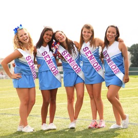 Vansonana 10Pcs White Pink Senior 2025 Satin Sashes with Gold Glitter Letters- 2025 Graduation Celebrations Sashes - Senior Cheer Sash - Cheerleader Sash