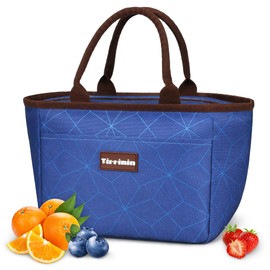 Kato Tirrina Insulated Lunch Bag, Female Male Lunch Bag, Modern Leak-proof Adult Lunch Box, Large Reusable Cooled Lunch Bag, for Work/Shopping, Navy Diamond