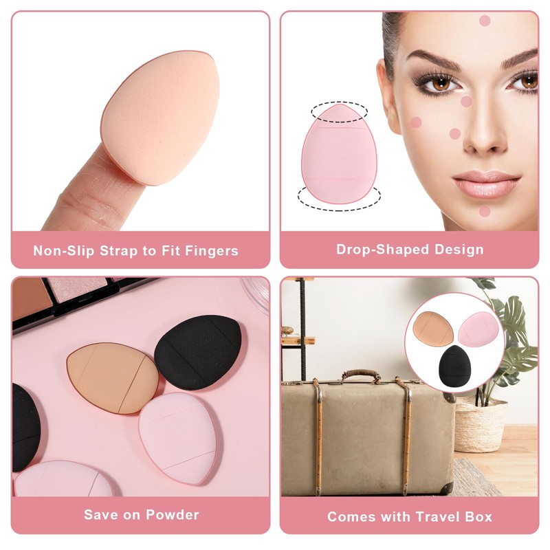 6Pcs Mini Powder Puff, Soft Finger Makeup Puff Mini Makeup