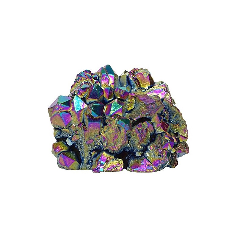 Harmonize Reiki Healing Crystal Rainbow Titanium Coated Cluster Specimen Natural