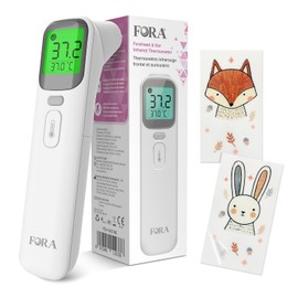 FORA Baby & Digital Fever Thermometer - Multi-Function Thermometer for Ear and Forehead with Colour Code Fever Display, Silent Mode, Memory Function - Hygienic & Compact for Young Mothers
