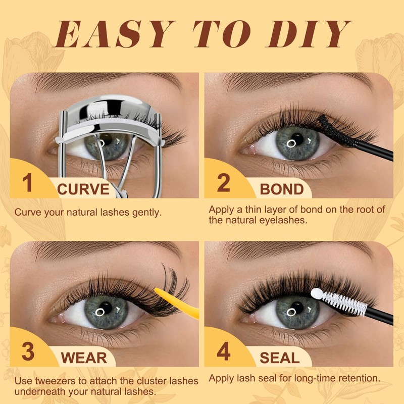 QUEWEL Lash Clusters, 600pcs 3D Eyelash Clusters 30D 40D 50D