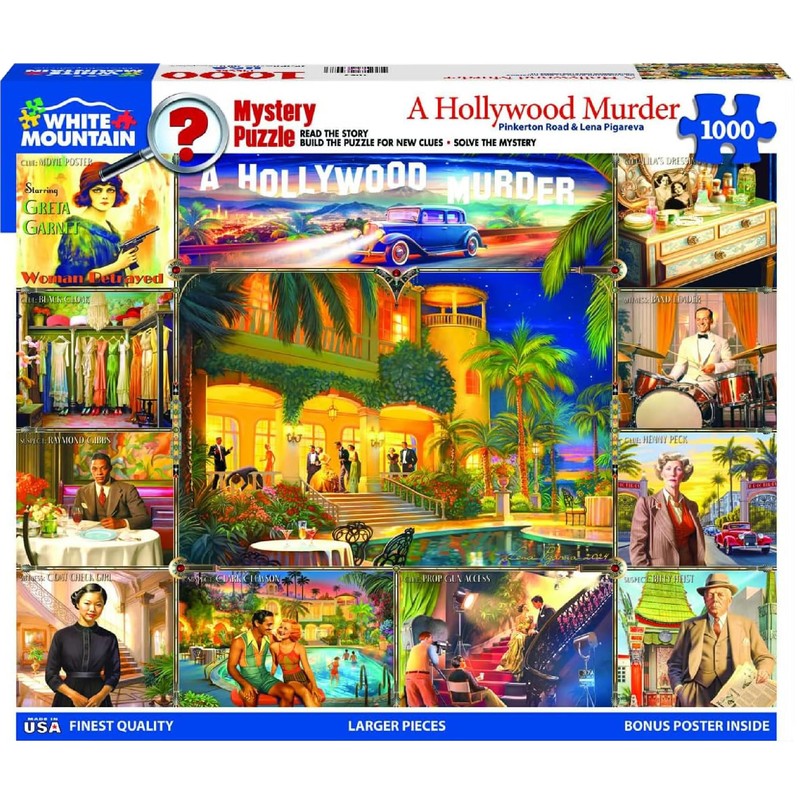 White Mountain Puzzles Hollywood Murder Mystery 1000 Piece Jigsaw Fun