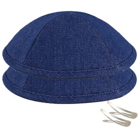 Zion Judaica Stylish Denim Kippot Yarmulke for Men Boys Trendy Yamaka Bar Mitzvah Skullcaps Bulk Kippah for Bat Mitzvah Chuppah Wedding Jeans Kippahs Unisex (2 PC, Blue Denim)