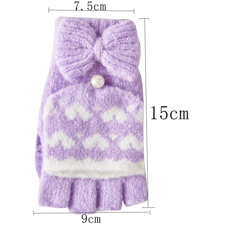 InSomila Girls' Gloves, Elementary School Students, Children, Knitting, Stylish, Solid,