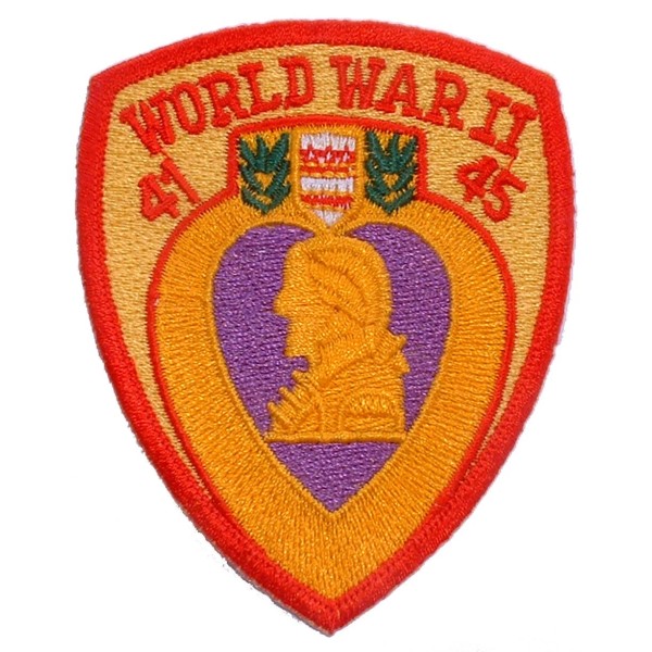 WWII PURPLE HEART Embroidered Shoulder Patch (4") (1175)