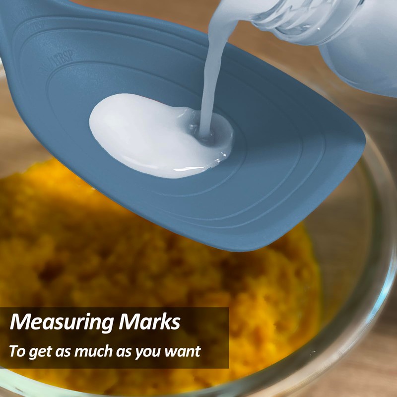 Large Silicone Cooking Spoon, Non-Stick Solid Spoon set with Deep