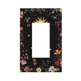 JDAKHD Celestial Night Garden Plants Floral Sky 1-Gang Decorator Rocker Switch Cover Gothic Dark Space Star Hippie Moon Single Device Dimmer Compatible Decorative Gfci Receptacle Wall Plate Kitchen