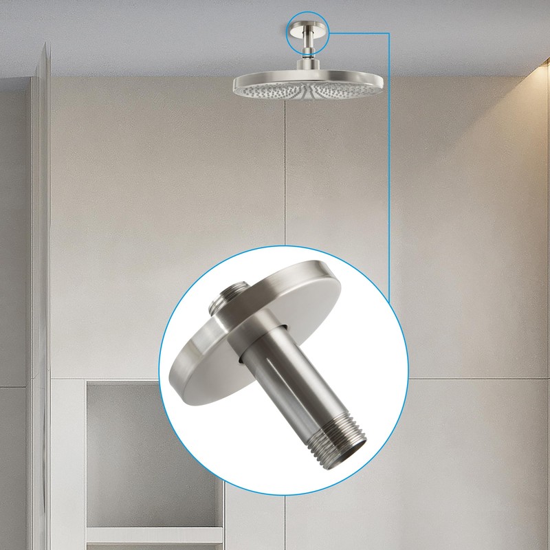 Straight Shower Arm with Flange, Ceiling Mount 3 Inches Rain