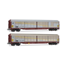 Rivarossi HR6673 FS, 2-unit pack Habils closed wagons, silver/brown livery, inclined + rounded FS logo, ep. V for adults, 14+ years, model railway collectors