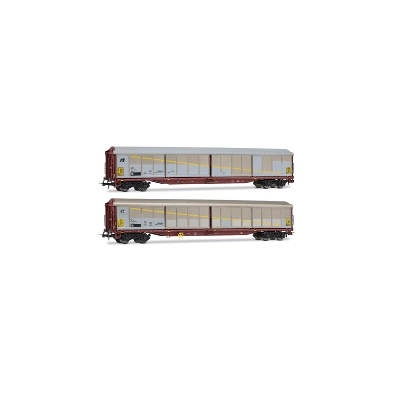 Rivarossi HR6673 FS, 2-unit pack Habils closed wagons, silver/brown livery,