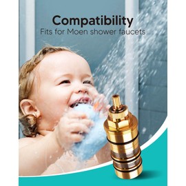 130156 Thermostatic Cartridge Fits for Moen Shower Faucet Water Valve, for 3/4 inch Shower Faucet, Durable Metal