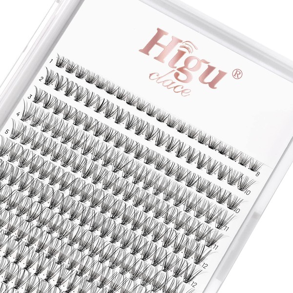 Pack of 240 DIY Eyelash Extensions, 10D Thickness, 0.10 mm, Individual Eyelashes, Cluster, C Curl, 8-14 mm, Individual Eyelashes Reusable Makeup Mini Eyelash Cluster Extensions at Home (10D C 8-14 mm)