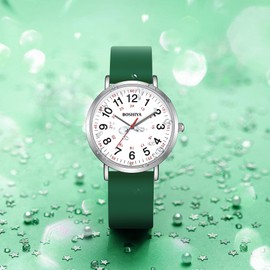 BOSHIYA Nurse Watch for Medical Students, Doctors, Women with Second Hand and 24 Hour Silicone Band