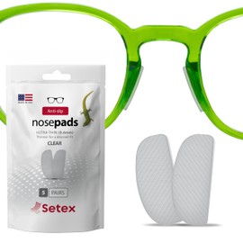Setex Gecko Grip Ultra-Thin 0.6mm Anti Slip Eyeglass Nose Pads, (5 Clear Pair) USA Made, 2500 Innovative Microstructured Fibers per Nose Pad, 0.6mm x 7mm x 16mm
