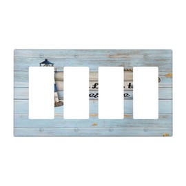 Rustic Coastal Lighthouse Nautical Quad Rocker Light Switch Cover Dlecorative 4 Gang Wall Plate Decora Switchplate Home Electrical Outlet Faceplate for Bathroom Kitchen Decor