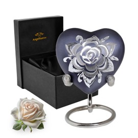 ANGELFOREVER Keepsake Urn for Human Ashes Mini Cremation Heart Urns for Human or Pet Ashes Funeral Decorative Memorial Grey Rose Urn for Mom Mother Baby Cat Dog