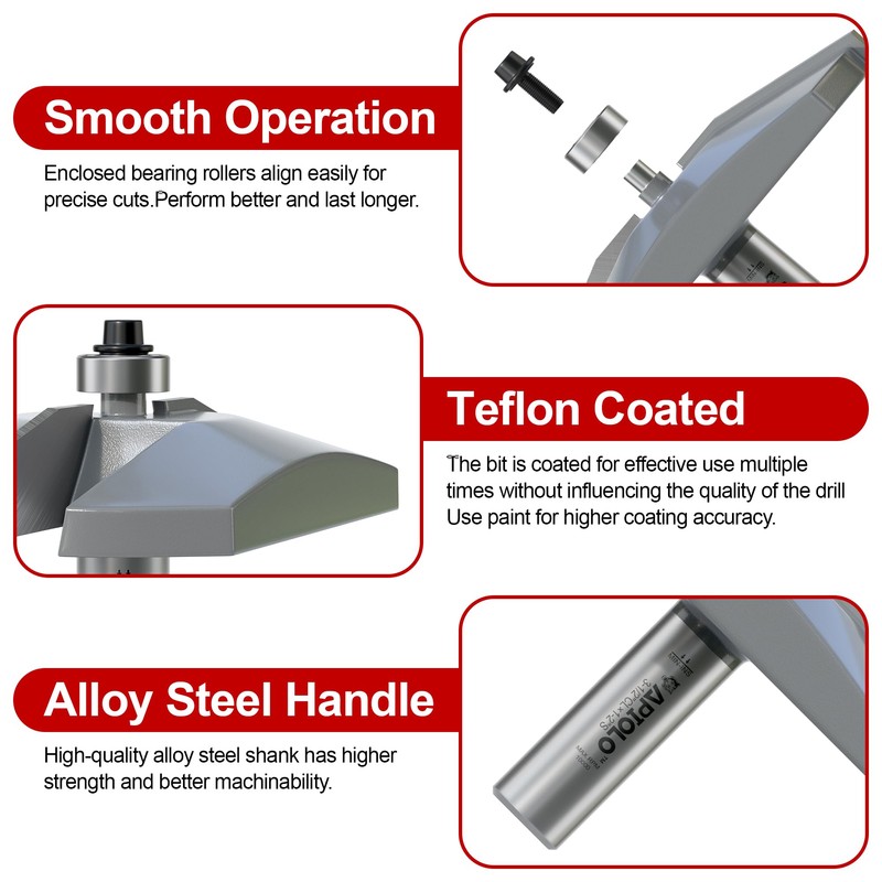 APIOLO Professional Bevel Raised Panel Router Bits 1/2 Inch Shank