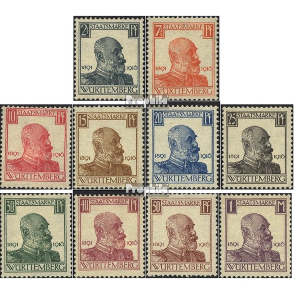 Württemberg D241-D250 (complete.issue.) Favor devaluation fine used/cancelled 1916 King William