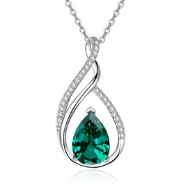 JIYVY32 Infinity Necklace White Gold Infinity Pendant Necklaces for Women Mom Mother Birthstone Jewelry Gifts for Women Emerald Necklace May Birthstone Necklaces