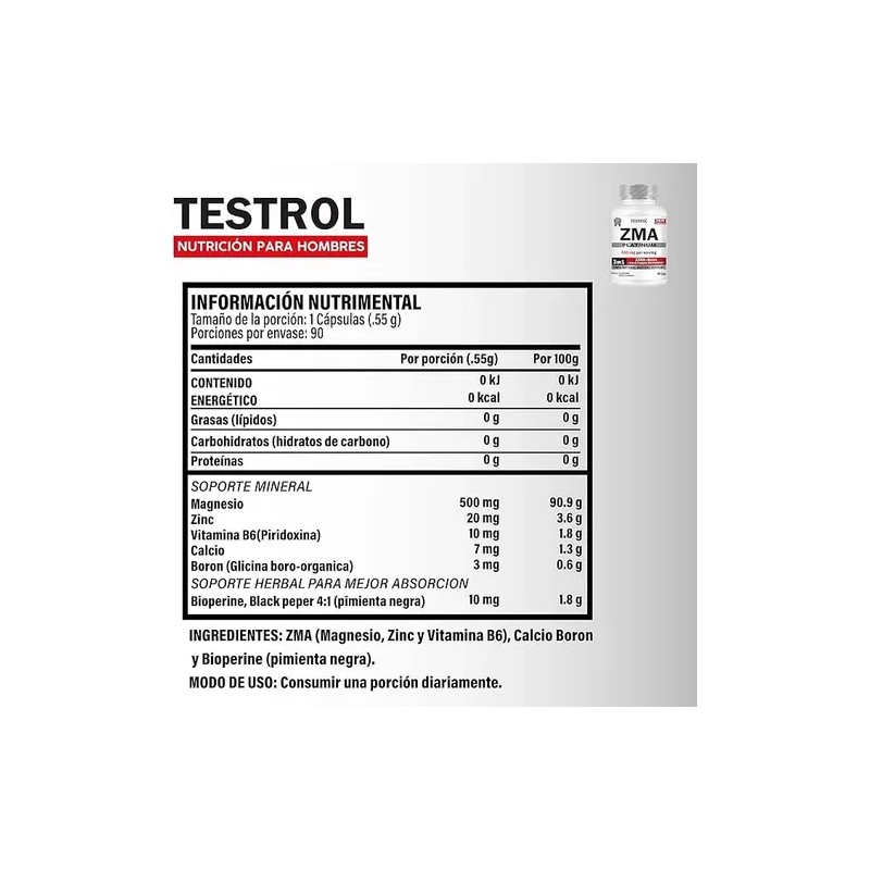 Combo Testrol Platinum + Zma Platinum | 180 Caps |