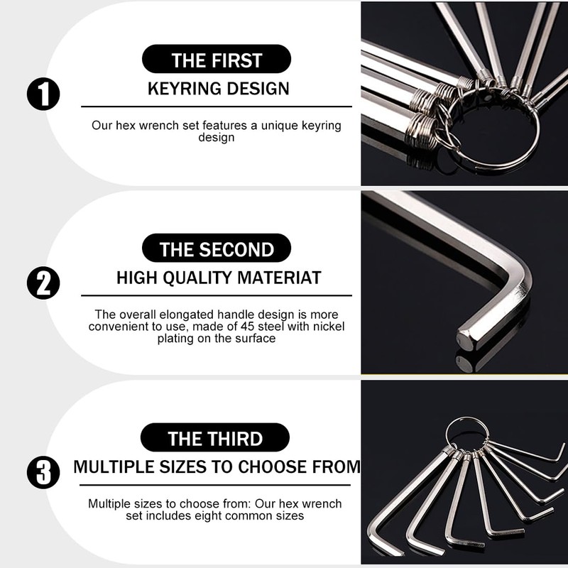 MOLZINY 8pcs Allen Key Set Bicycle Mini Hex Key Hex