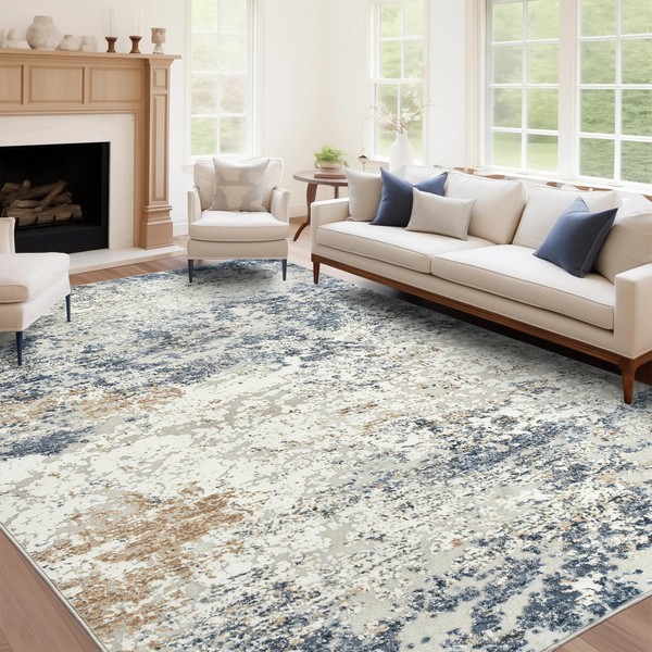 Art&Tuft 9x12 Area Rug, Anti-Slip Backing Abstract Washable Area Rugs