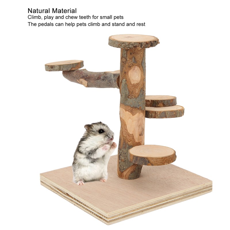 Wooden Hamster Platform Toy Hamster Playground Stand Rotating Ladder for