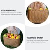Sewroro Picnic Basket with Handles Handmade Plastic Woven Basket Multifunctional
