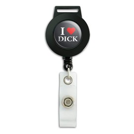 I Love Dick Heart Lanyard Retractable Reel Badge ID Card Holder