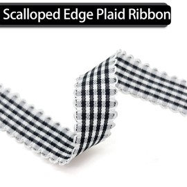 PQZKLDP Gingham Plaid Ribbon - 5/8" x20 Yards 100% Polyester Checked Ribbon for Gift Wrapping, Flower Bouquets, Wreaths - Christmas Home & Party Decor Craft Ribbon（Black