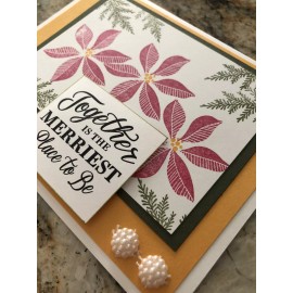 Stampin' Up! Christmas Cards, Set Of 4 Completed Stampin Up, Merriest Moments, Bumblebee