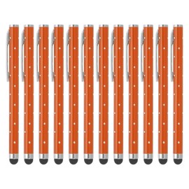 PATIKIL Stylus Pens for Touch Screens, 12 Pcs High Precision Universal Bling Stylus Crystal Metal Capacitive Pen for Touch Screen Devices Phone Tablets Laptop, Orange