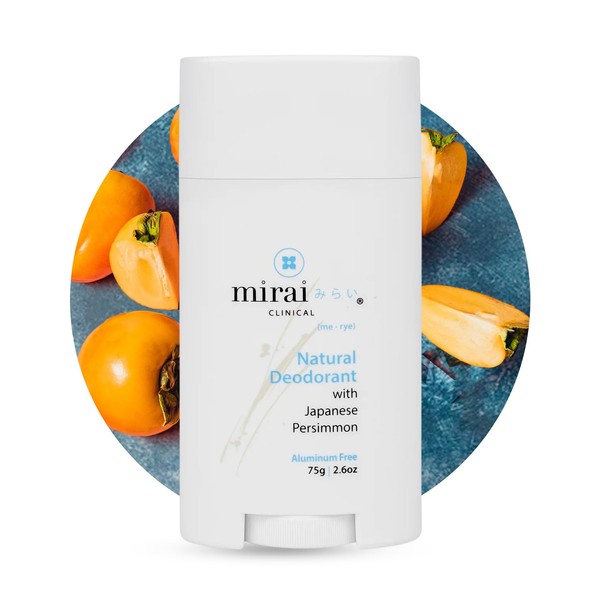 Mirai Clinical - All Natural Deodorant for Women and Men - w/Japanese Persimmon Extract - Full-Body Use - Aluminum, Fragrance, Paraben Free - Vegan - Helps to Eliminate Nonenal Odor - Unscented - 75g