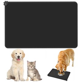 Napfunterlage Hund Katzen, Futtermatten für Hunde,wasserdichte und rutschfeste Silikon Fressnapf Unterlage, für Futternäpfe Wassernapf, Futtermatte, 48x30cm,Schwarz